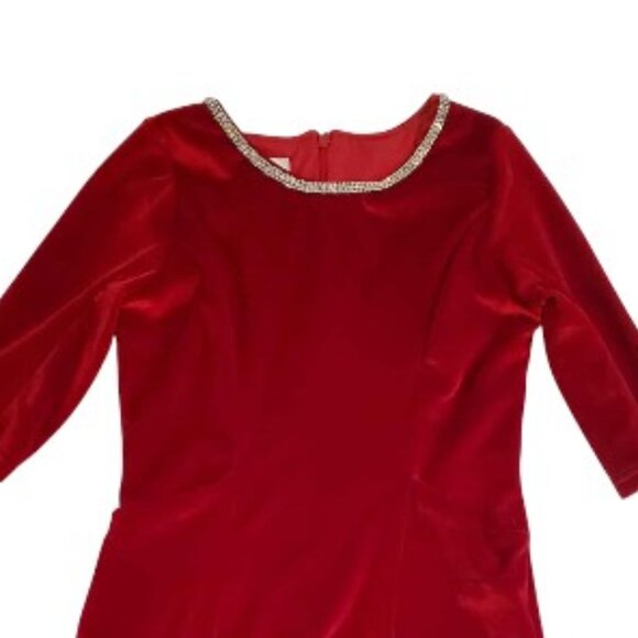 Chasing Fireflies Red Velvet Dress Size 8 - Picture 2 of 5